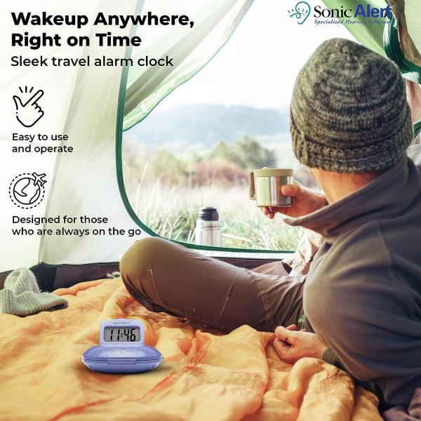 Sonic Alert Sonic Shaker SBP100 Vibrating Travel Alarm Clock | Purple